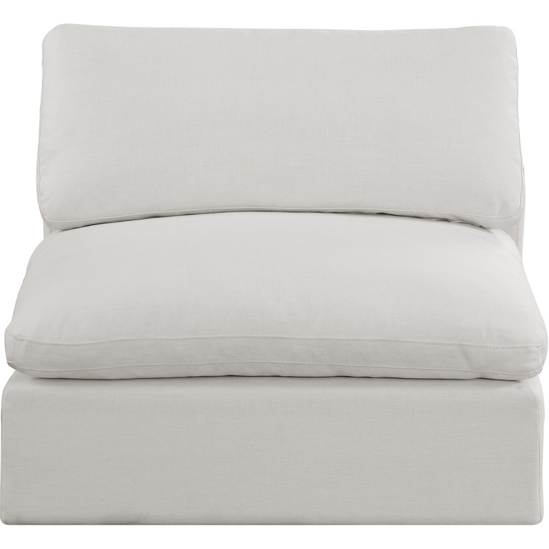 Chaise sans accoudoirs en tissu texturé Hrissonka, Tissu crème texturé en lin