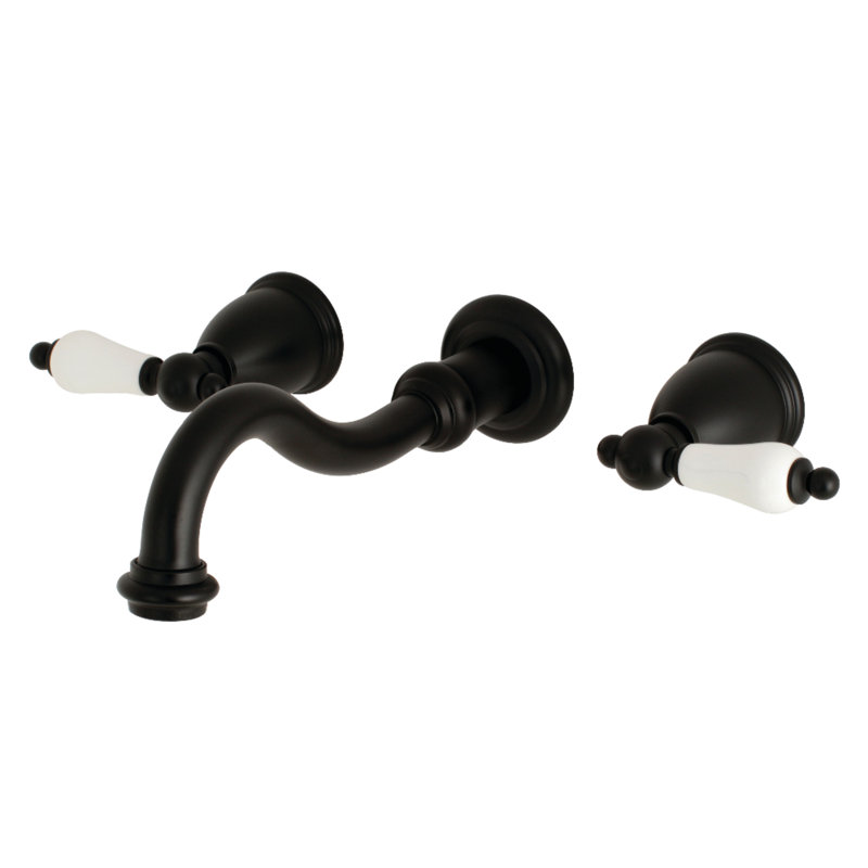 Robinet de salle de bain mural Kingston, Noir mat / blanc