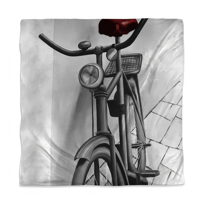 White Queen Size Duvet Cover - Abandoned Bicycle Design