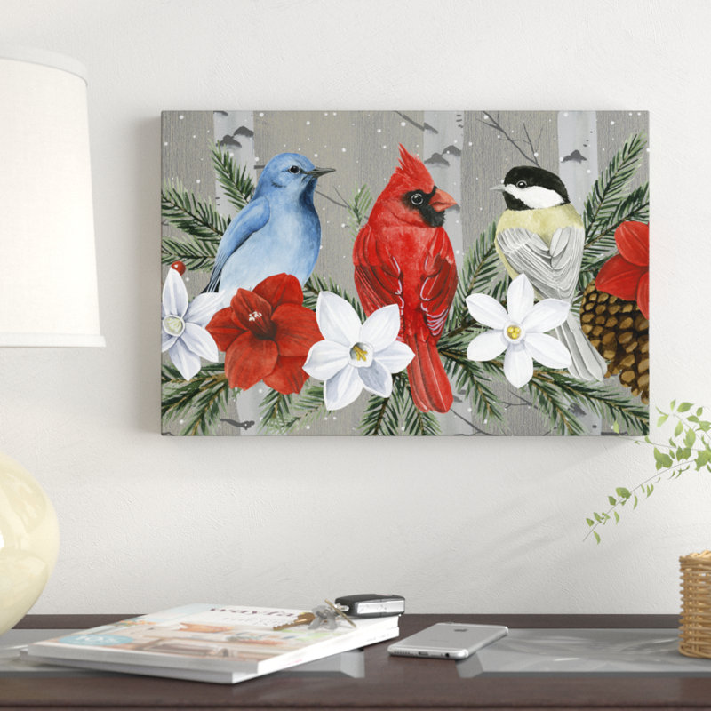 « Birch Birds collection D » par Grace Popp-impression d’art graphique sur toile tendue, H 12 po x l 18 po