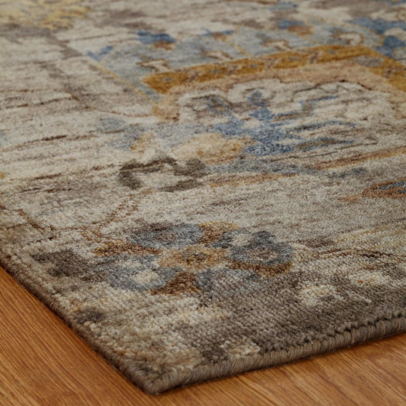 Stigall Hand Knotted Wool Area Rug in Brown, Runner 2'6" x 10'