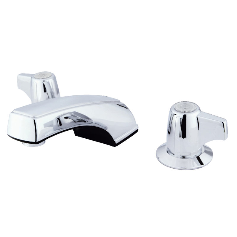 Kingston Brass Americana Two-Handle 3-Hole Deck Mount Widespread Bathroom Faucet, Polished Chrome, Without Drain