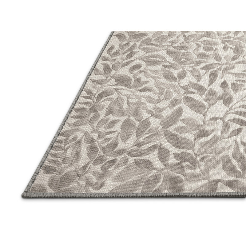 Machine Washable Gray Area Rug, Round 4'