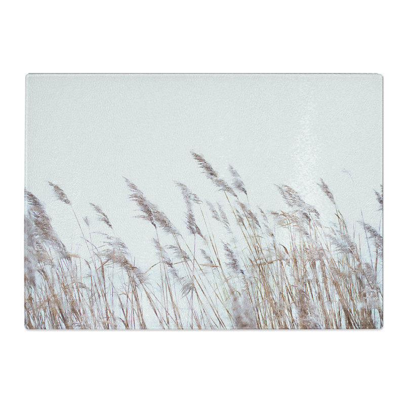 Tempered Glass Reeds Blowing in the Wind Chopping Board, 20 cm x 28.5 cm