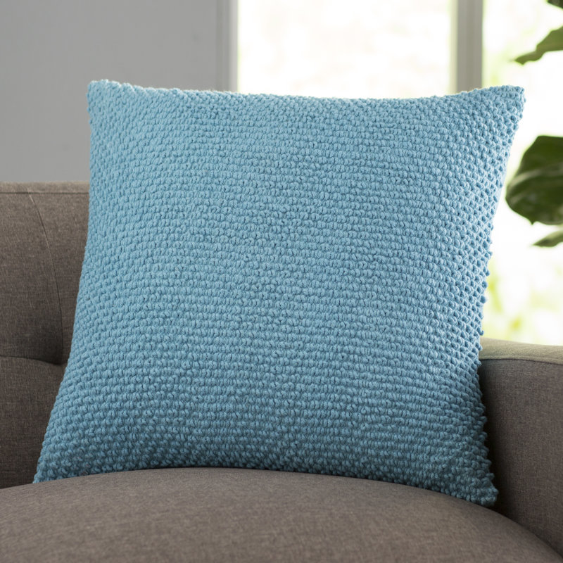 Mansel Textured Reversible Throw Pillow, Peacock Blue, Square 20", Polyester