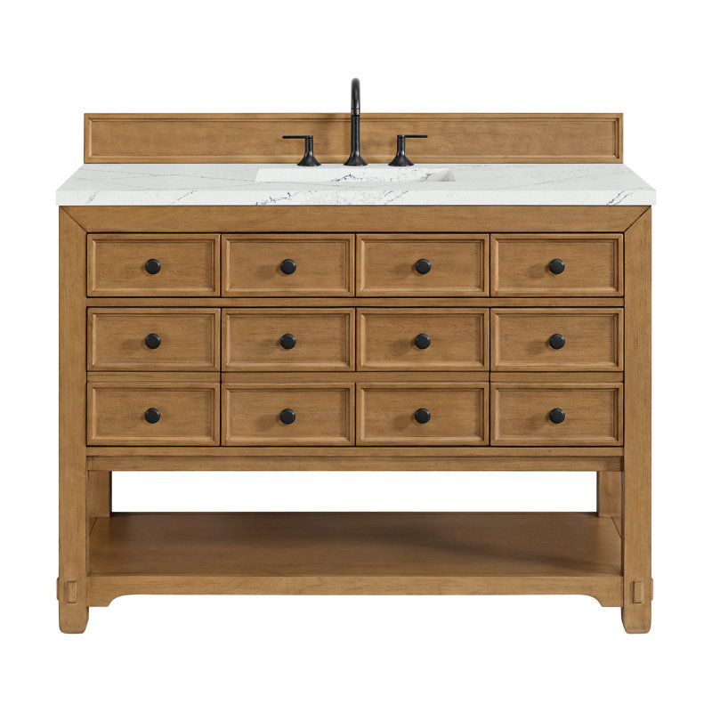 Malibu 48'' W Single Vanity, Ethereal Noctis, 8" Widespread, Amber Birch