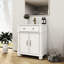 Meuble-lavabo blanc de style Mid-Century de style médiéval, structure en bois massif, évier de coin sans mort, meuble-lavabo étanche avec base à colonne romaine, blanc, 27 po, classe P2, tiroir rabattable, hauteur