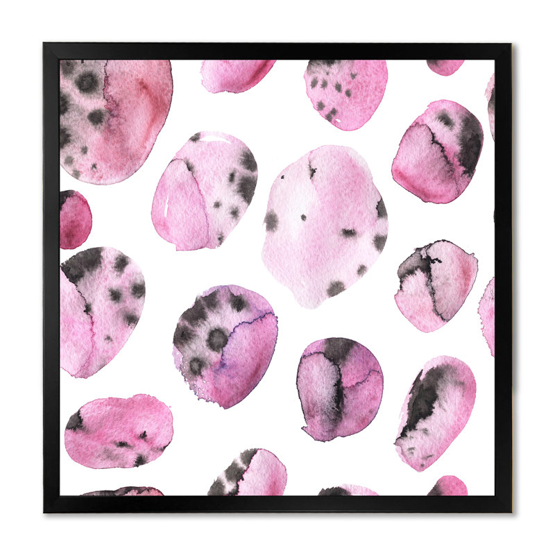 «Pink and Black Organic Shapes on White», impression sur toile, H 30 po x l 30 po x P 1 po, Cadre photo noir