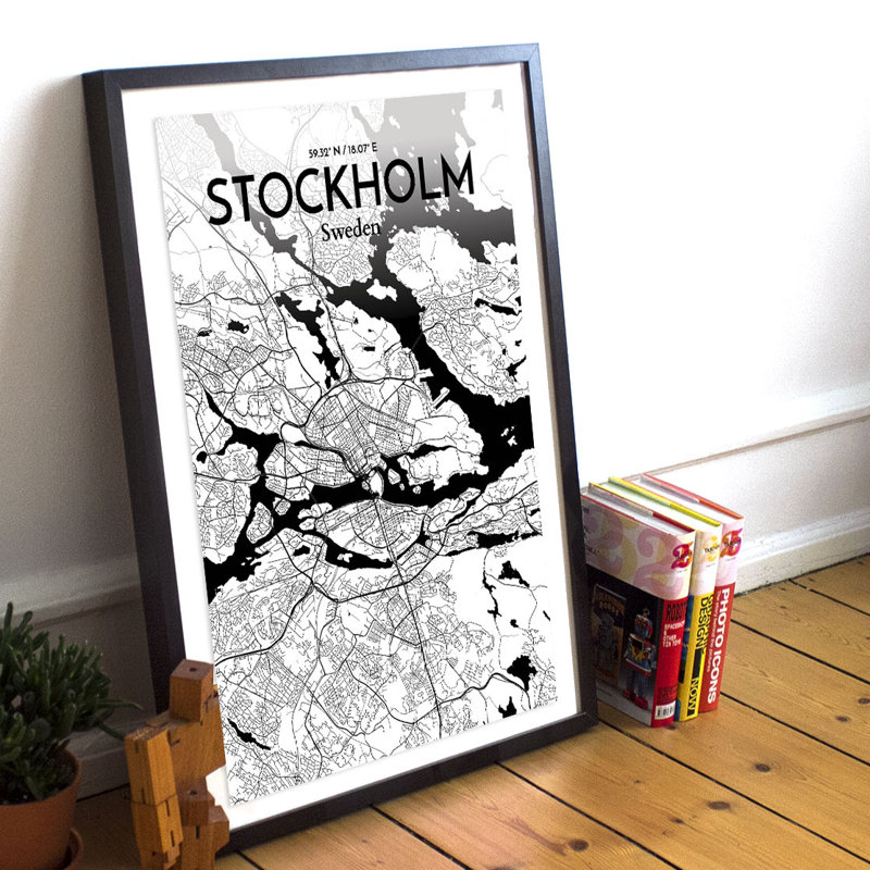 Stockholm City Map - No Frame Print, 85 cm H x 45.7 cm W x 0.1 cm D