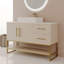 Meuble-lavabo moderne 47,2 po avec lavabo vasque en céramique, armoire autoportante dorée