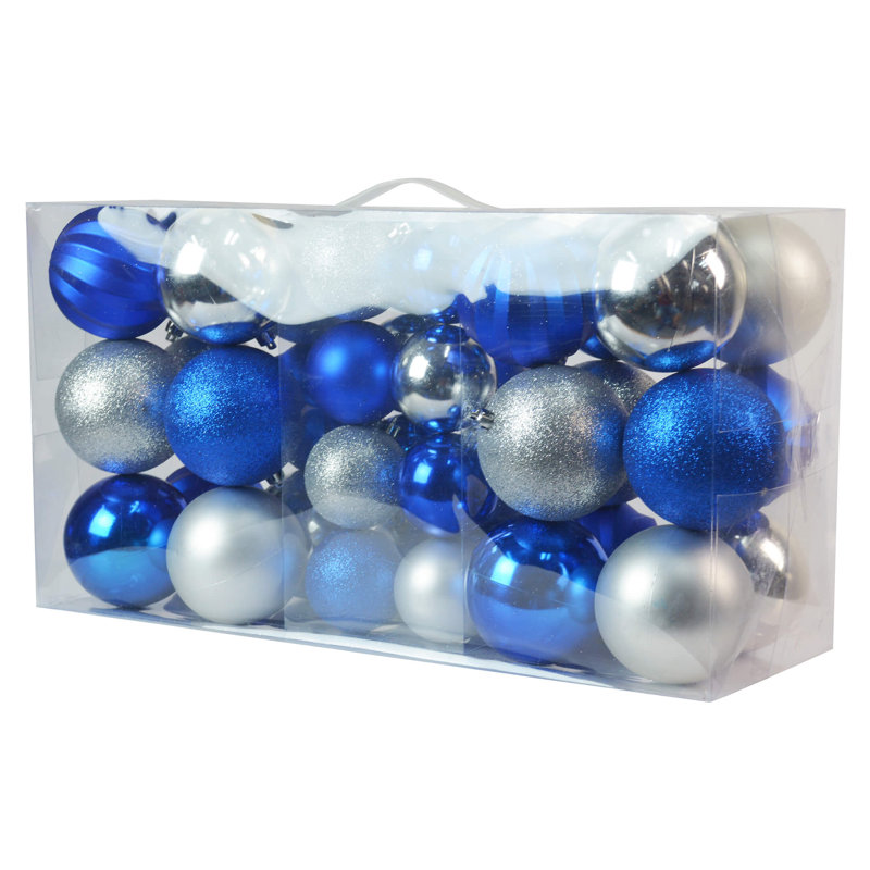 Ensemble d’ornement boule 40 pièces, Argent / Bleu