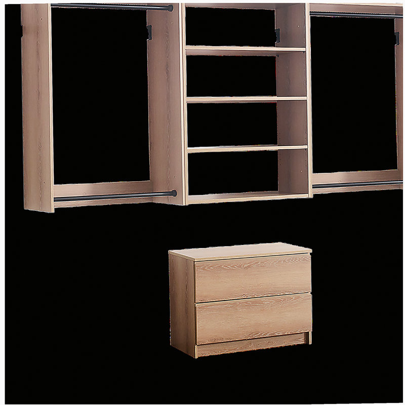 Devi Oak Wall Mounted Wood Closet System, Oak