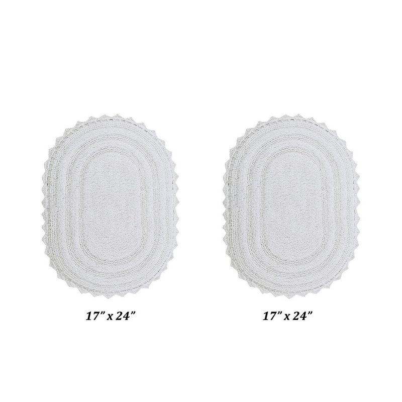 Janneli 100% Cotton Tufted 2 Piece Bathroom Rug Set, Reversible, Super Absorbent & Extra Soft Machine Washable Bath Rug