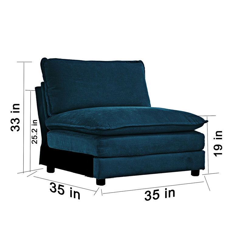 Canapé en chenille 35,04 po Temuge, Chenille bleu