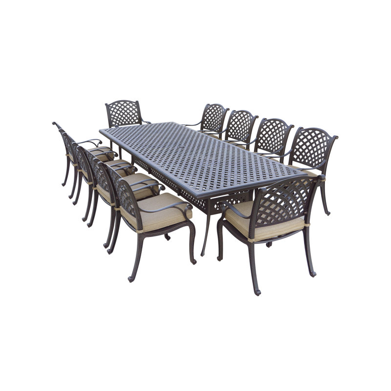 Sonoe 10 - Person Patio Dining Set Umbrella Hole Included Rectangular Table with Cushions Included