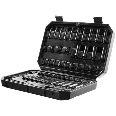 55 pièces 6 1/4 "douilles à percussion en acier pour couple élevé - Taille roulée et boîte de rangement pratique