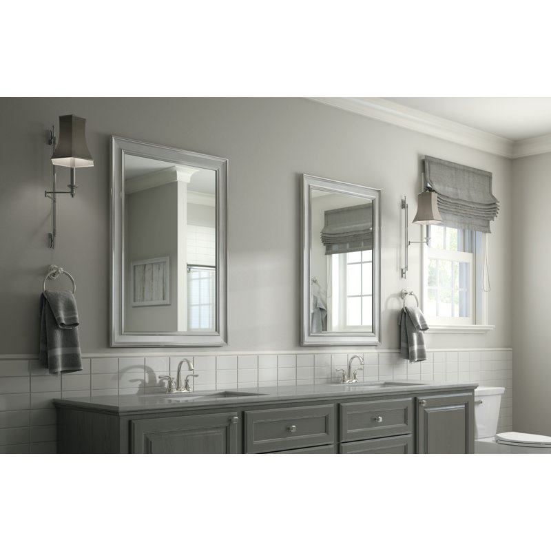 Miroir de salle de bain traditionnel, Chrome, H 46,93 po x l 33,19 po x P 1,65 po