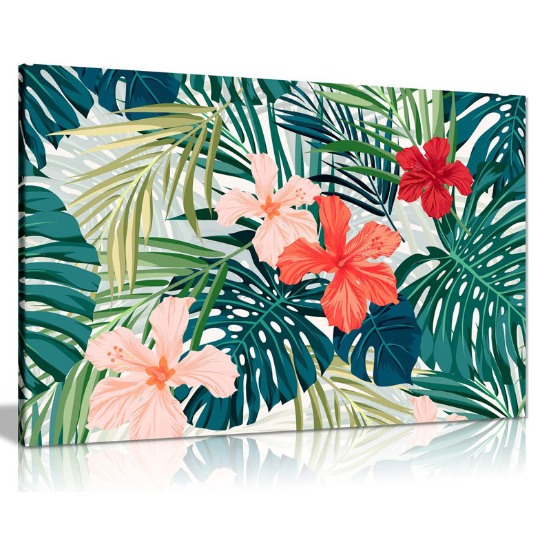 Botanical Jungle Palm Leaf - Wrapped Canvas Print, 61cm H x 91cm W