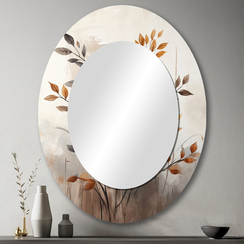 Décoration de miroir cerise orange et orange Botanical Cherry Blossom Trees III, 43 po x 33 po