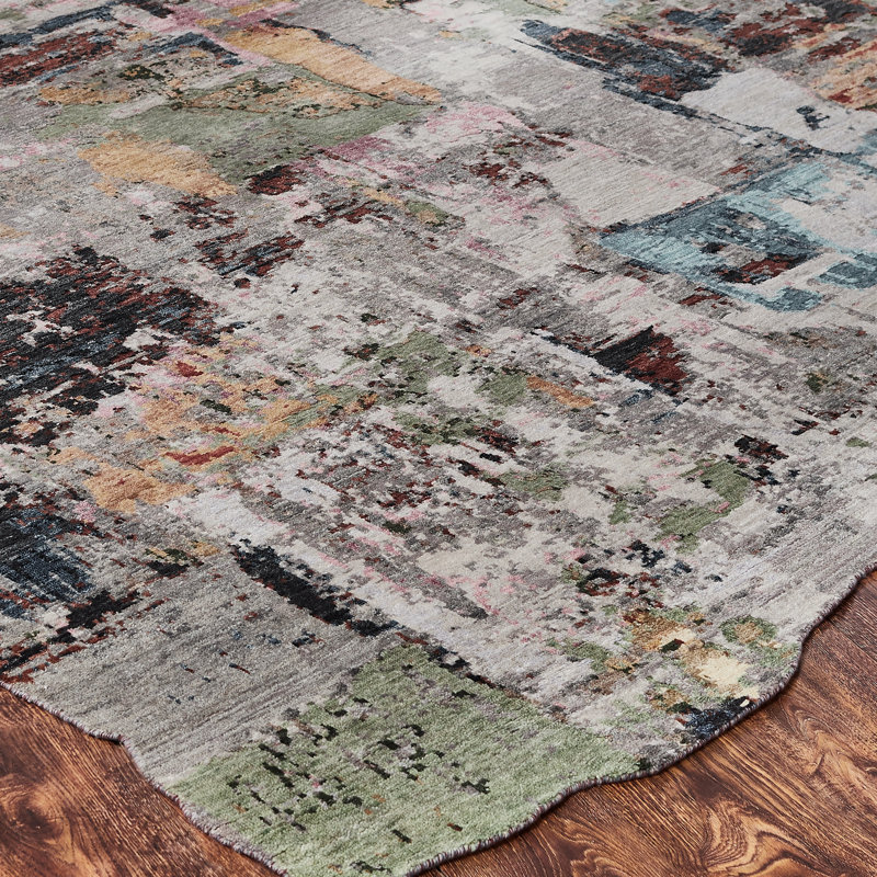 Wool Abstract Area Rug, Rectangle  10' x 14'