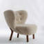 Fauteuil d'appoint à oreilles en simili peau de mouton rembourré Ardena