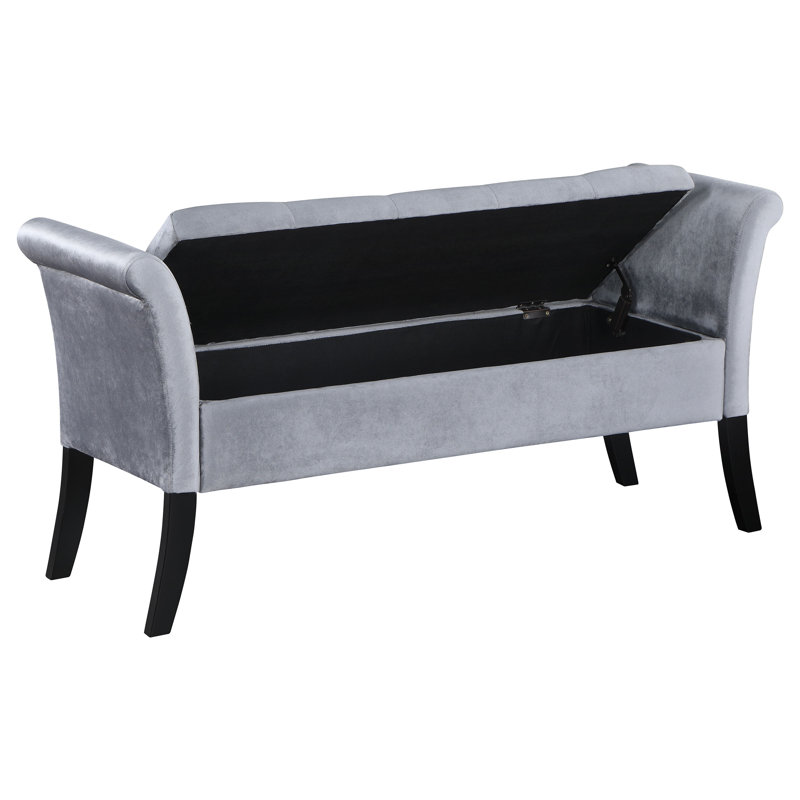 Banc de rangement en velours Jedu, Argent