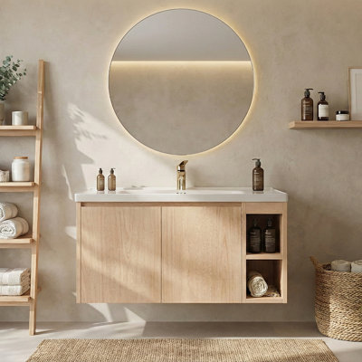 Modern Floating Bathroom Vanity With Cabinet, Sintered Stone Top