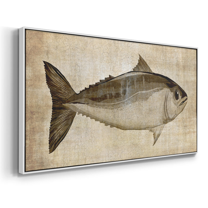 Big Catch I - Toile tendue avec châssis encadré - Prêt à accrocher, H 21 po x l 41 po, Blanc