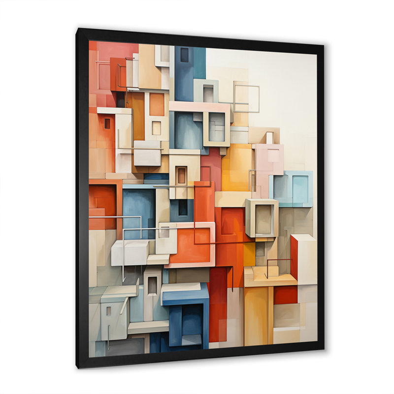 «Jacylyn Constructivism Construit Horizons III», reproduction sur toile, Cadre photo noir, H 32 po x l 16 po x P 1 po