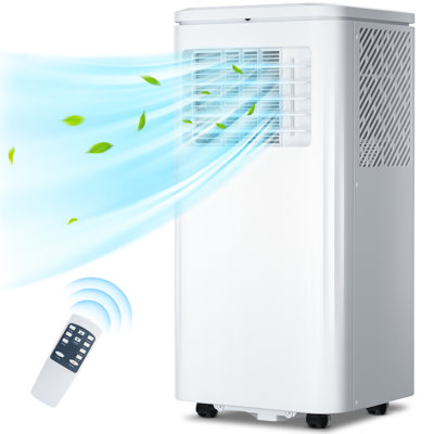 10,000 BTU Portable Air Conditioner with Remote Control, Cools Rooms Up to 300 Sq. Ft, 3-in-1 Built-in Dehumidifier & Fan Modes, 24-Hour Programmable Timer, Full Window Installation Kit Included for Home, Office, Dorms, and Small Apartments