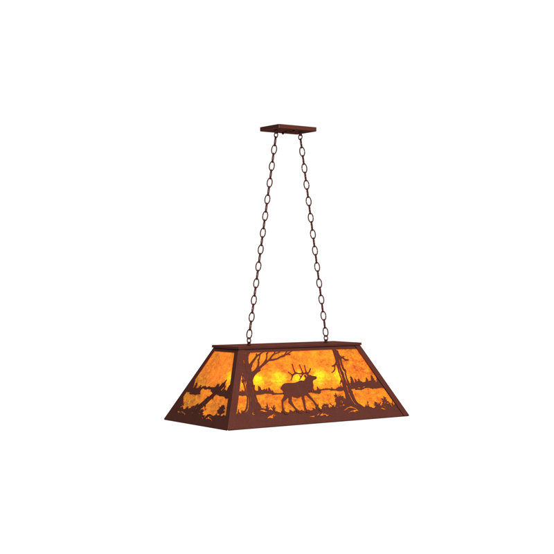 6 - Light Pendant, Rust, 43" H x 33" W x 17" D, Amber Mica