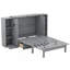 Grand lit escamotable avec tablettes, tiroirs et ports USB, gris-2137918894-2137918891