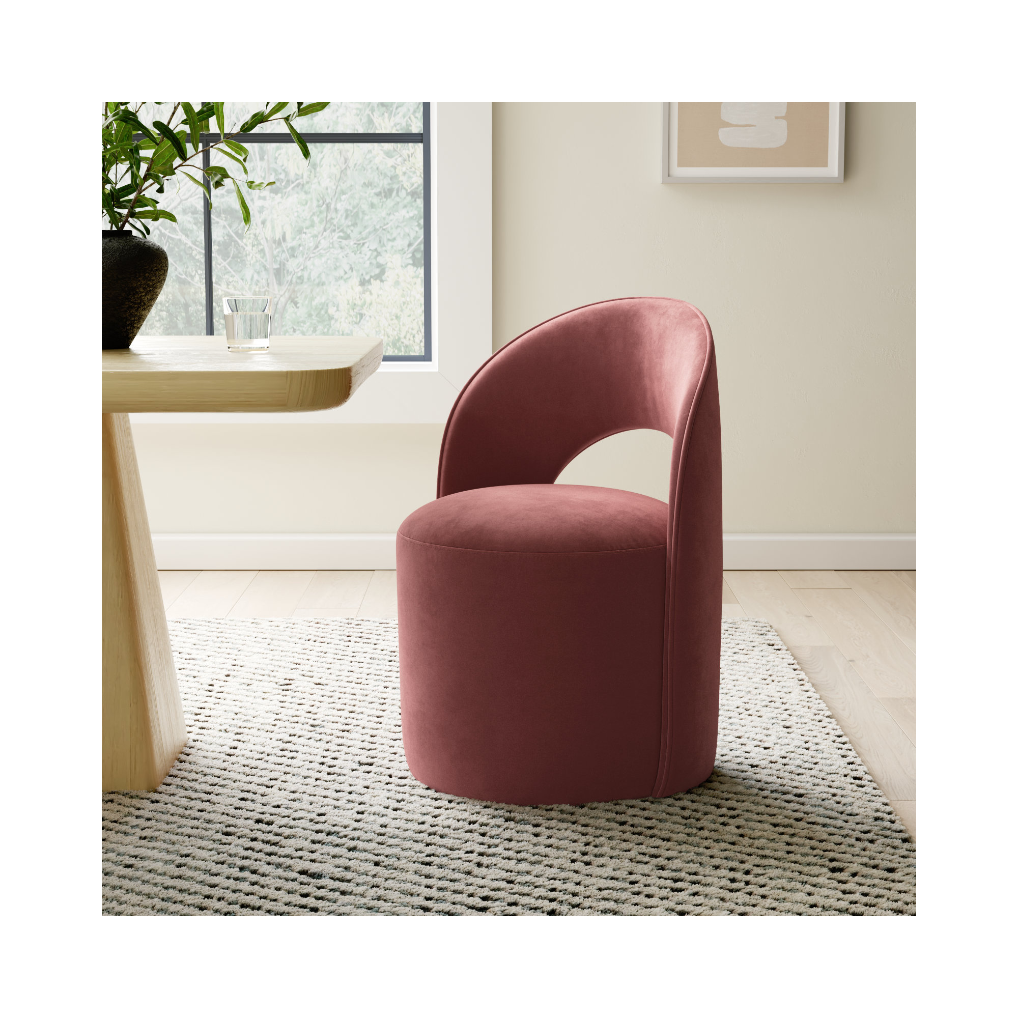 Neta Upholstered Back Side Chair, Falkirk Reddish Brown Velvet