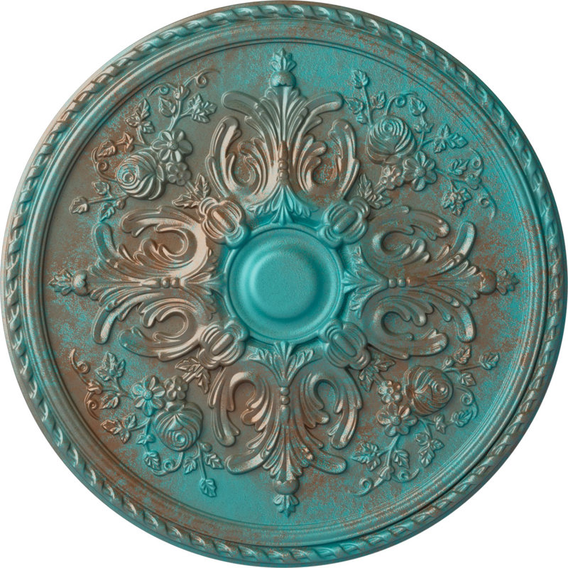 Médaillon de plafond 32 po x P 5/8 po x P 2 po Bradford (convient aux auvents jusqu'à 6 5/8 po), Cuivre patiné de vert