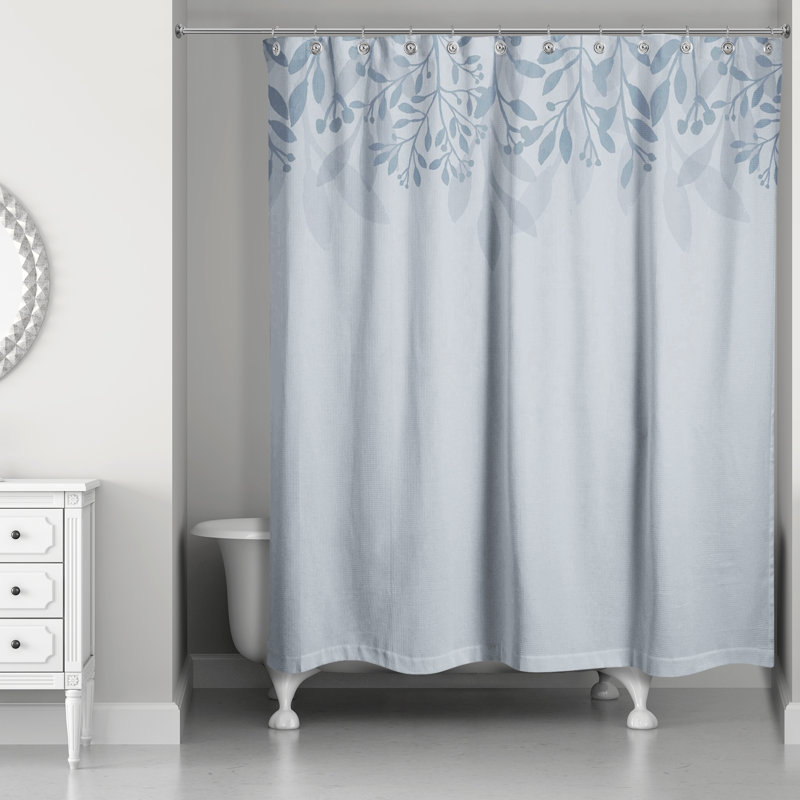 Rideau de douche simple à motif floral, Bleu