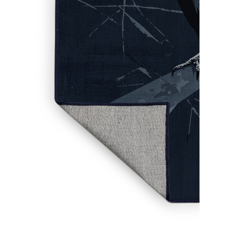 Tapis gris lavable à la machine à motif abstrait moderne et contemporain Laverock Halloween - reliure marine, 5 x 7