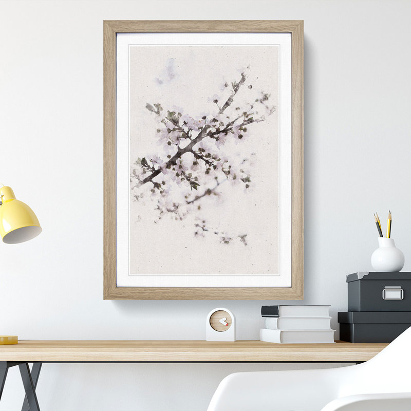 Branch of a White Cherry Blossom Tree - Framed Print, Oak Framed, 87cm H x 62cm W x 2cm D