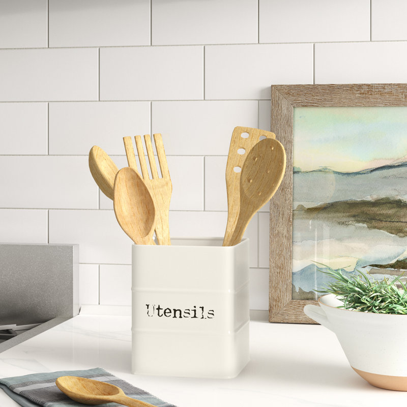 Metal Square Utensil Crock