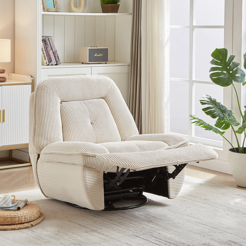 Fauteuil inclinable manuel pivotant à 360 degrés Corduroy, Beige