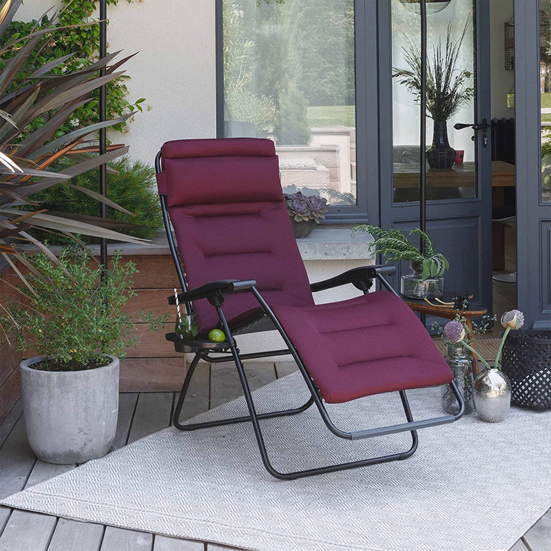 Lafuma Mobilier RSXA Clip Zero Gravity Chair - Air Comfort Padded Outdoor Folding Patio Recliner, Red