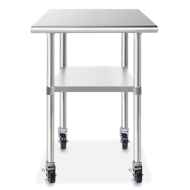 GRIDMANN 24 W x 30 L Stainless Steel Work Table with Undershelf and  Caster Wheels