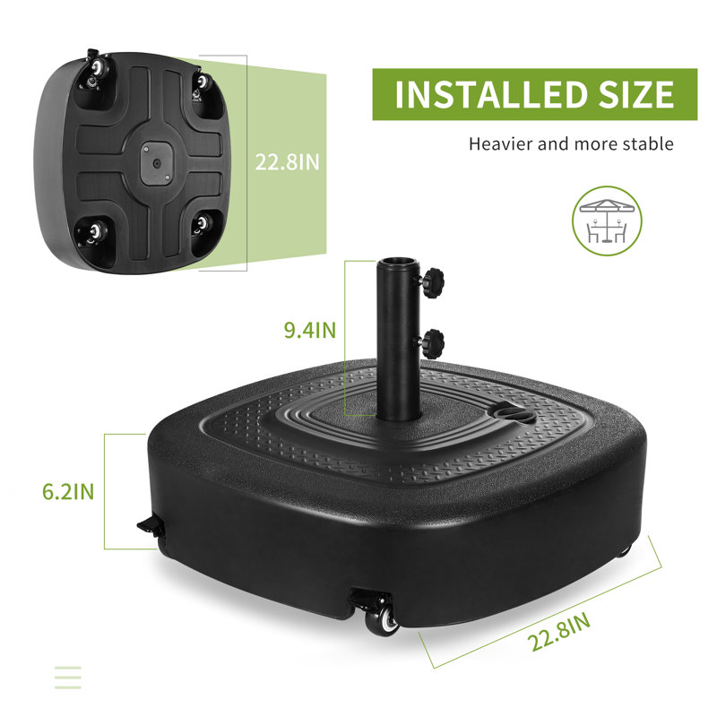 6.6kg Plastic Free Standing Umbrella Base with Wheels