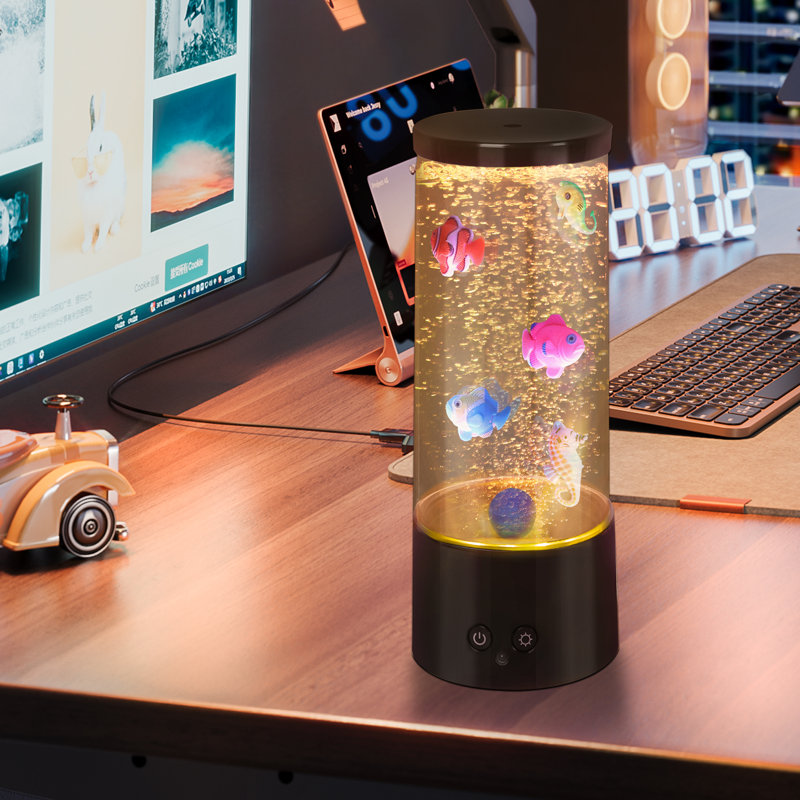 Lampe DEL pour aquarium à bulles, lumière de nuit d'aquarium à changement de couleur, lampe sensorielle alimentée par USB pour chambre d'enfant, décor de bureau