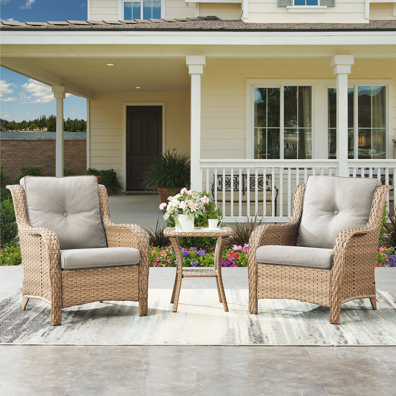 Schutt 2 - Person Patio Conversation Set with Cushions, Beige, Light Brown