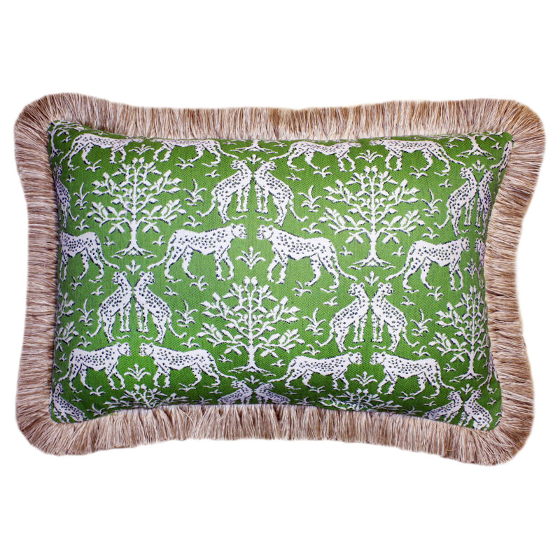 Indoor/Outdoor Pillow Cover & Insert, Kiwi Green/Green/White, Rectangular, 14" H x 20" W