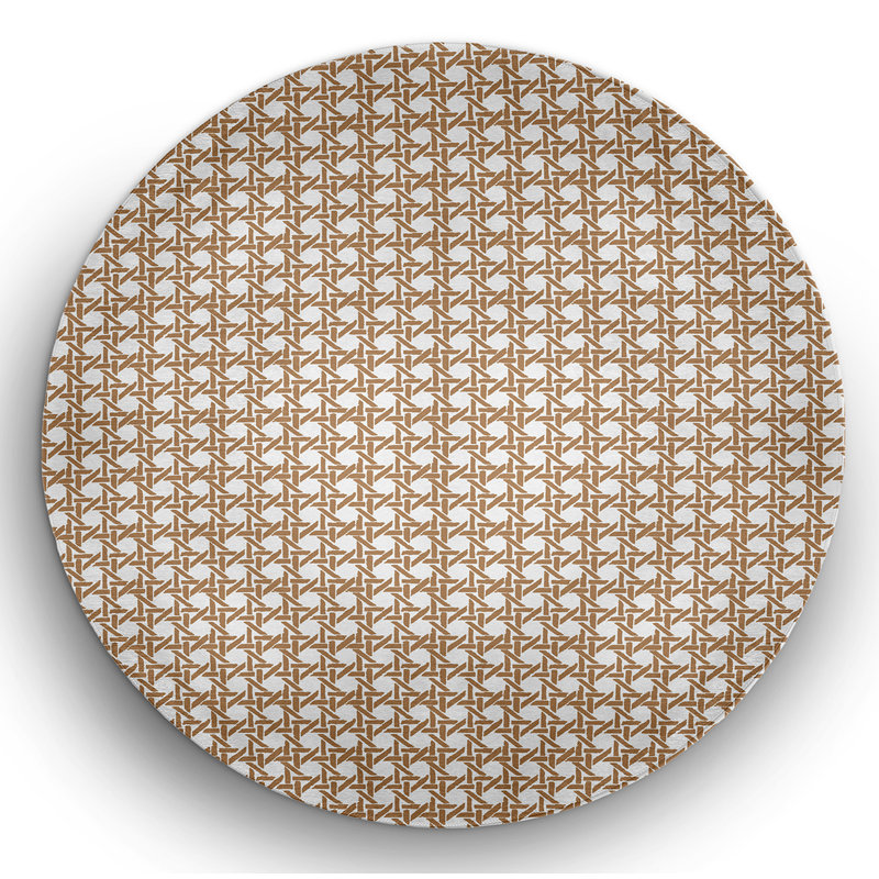 Tapis d'intérieur / extérieur géométrique en chenille tissé à la machine en brun, Rond 5 pi