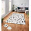 Tapis rectangulaire tissé à la machine Erkson en polyester ivoire / noir-1004926301