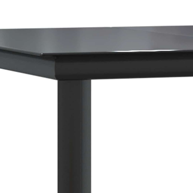 Ensemble repas de patio avec coussins en verre et poly rotin, H 29,1 po x l 39,4 po x L 78,7 po, 6, Gris / Gris