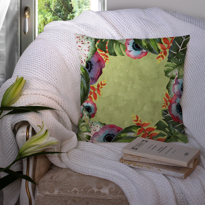 Coussin décoratif intérieur/extérieur tropical, 14 po x 14 po
