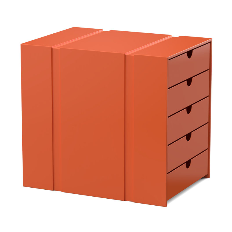 File Cabinet Shelf Organizing Box Settrays 5 Drawers Closed, Orange